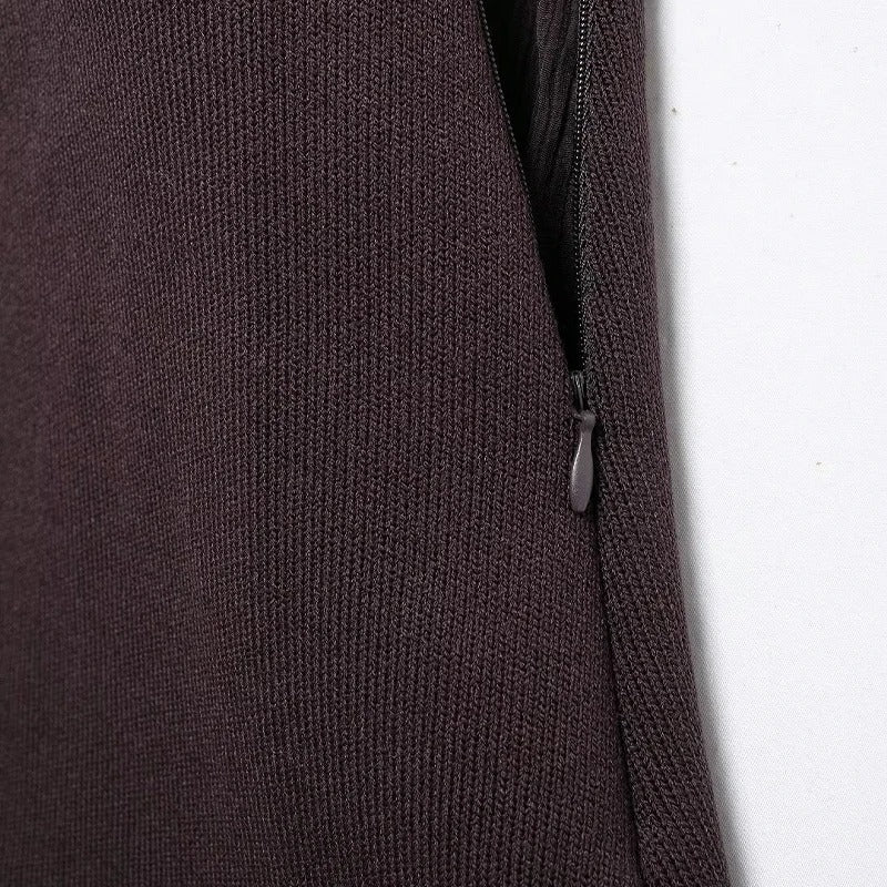 Plisserad midikjol för kvinnor med dragkedja i sidan