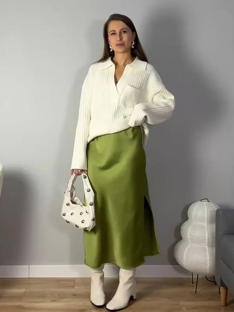 Kontorssilkekjol i A-linje för kvinnor