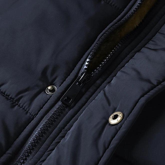 Varm jacka med luva för män