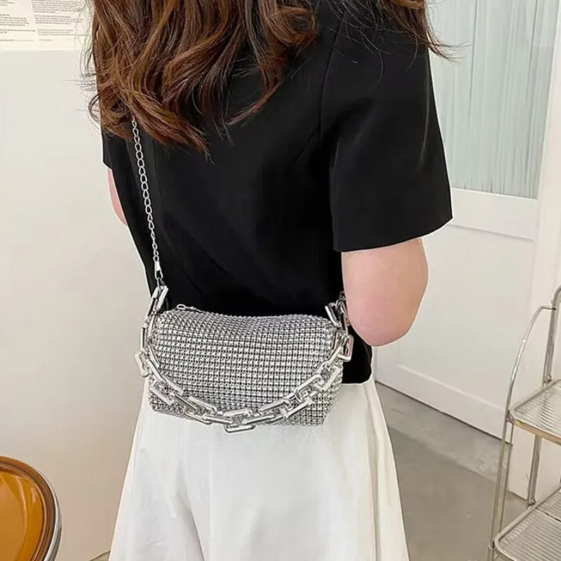 Allover Rhinestone Bucket Bag