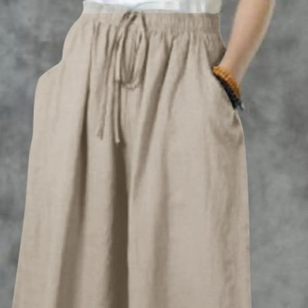 Casual byxor med raka vida ben för kvinnor