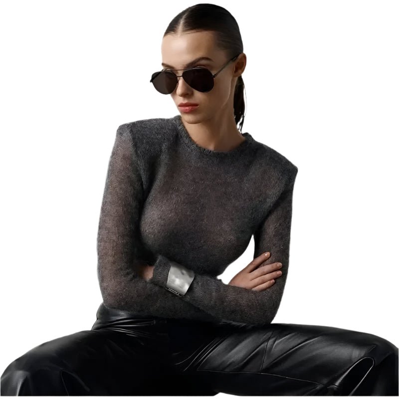 Tunn stickad tröja för kvinnor