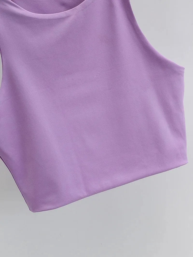 Ärmlös O-Neck Slim Fit Tank Top för kvinnor