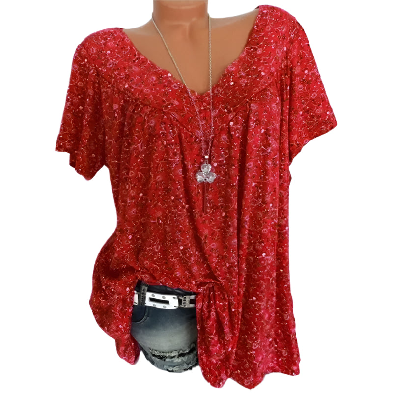 V-ringad tank med blommönster för kvinnor