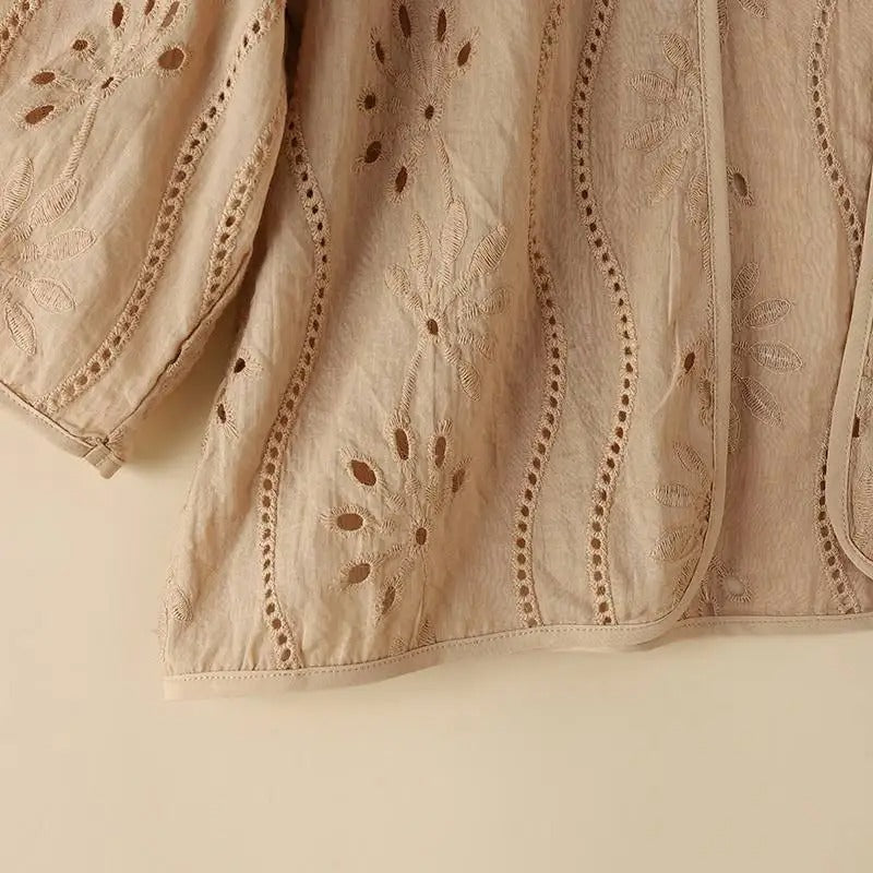 Broderad Hollow Out-väst för kvinnor