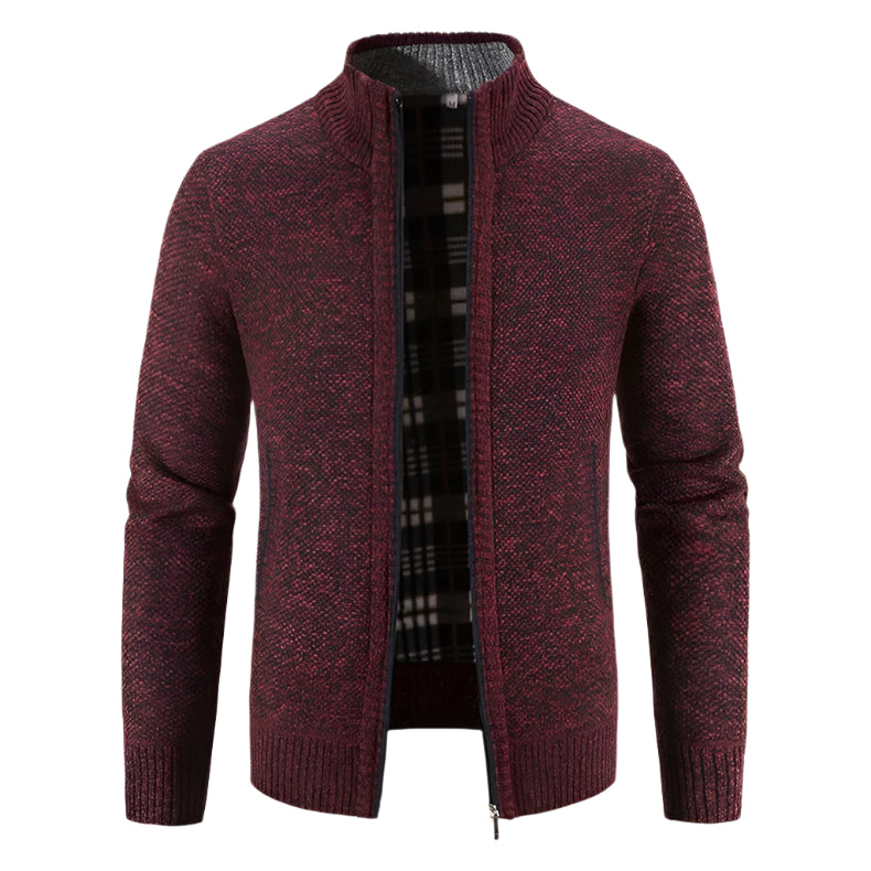 Varm fleecekofta med dragkedja för män