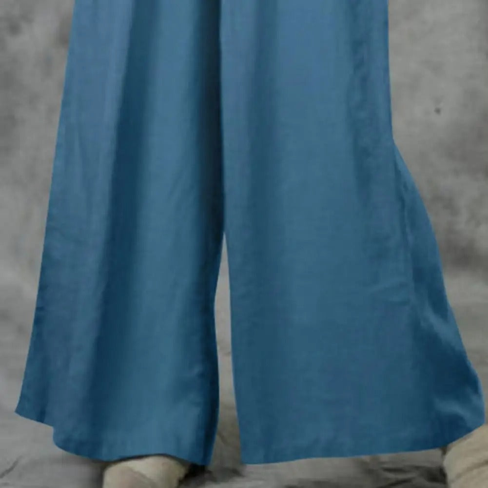 Casual byxor med raka vida ben för kvinnor