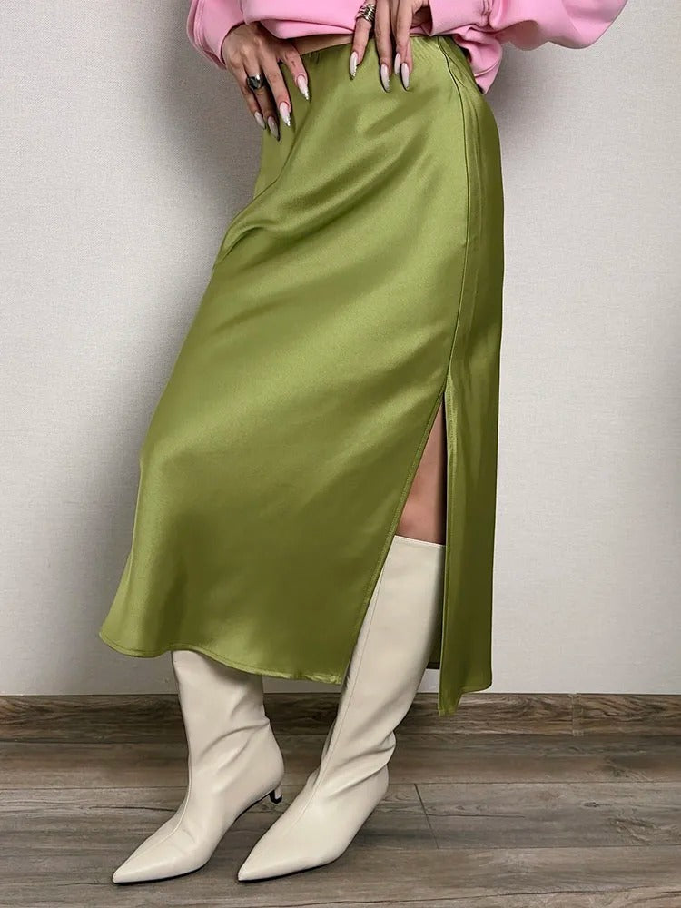 Kontorssilkekjol i A-linje för kvinnor