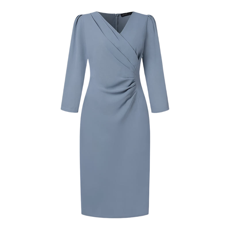 V-ringad Bodycon knälång arbetsklänning för kvinnor