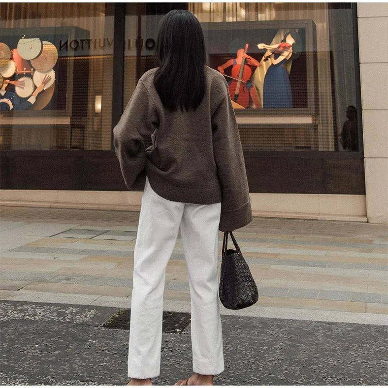 Solid V-ringad damkofta med ficka