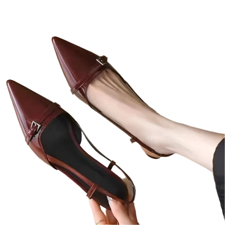 Glansiga Slingback Sandaler med mellanklack för kvinnor