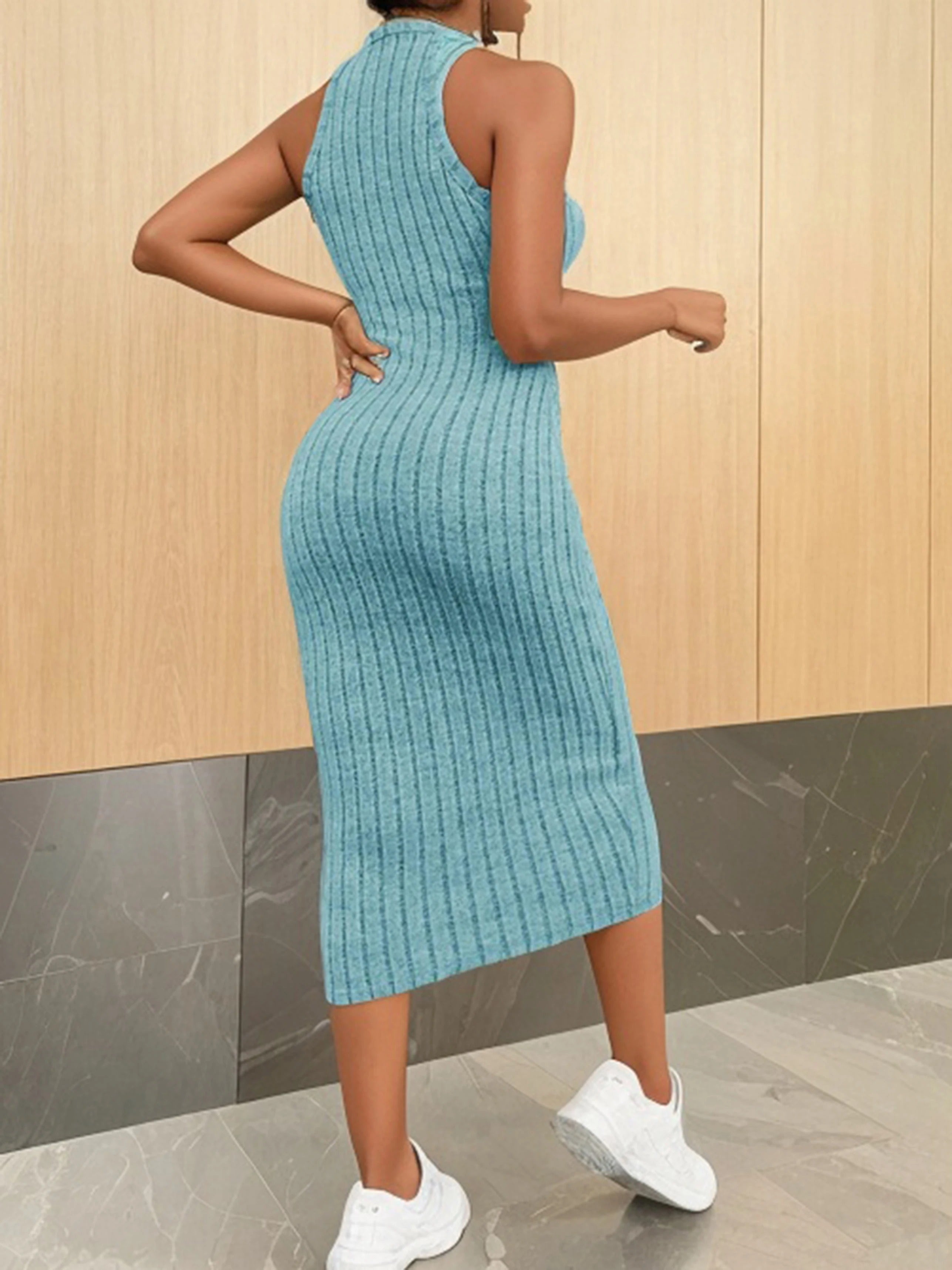 Halter Neck Bodycon Midiklänning för kvinnor