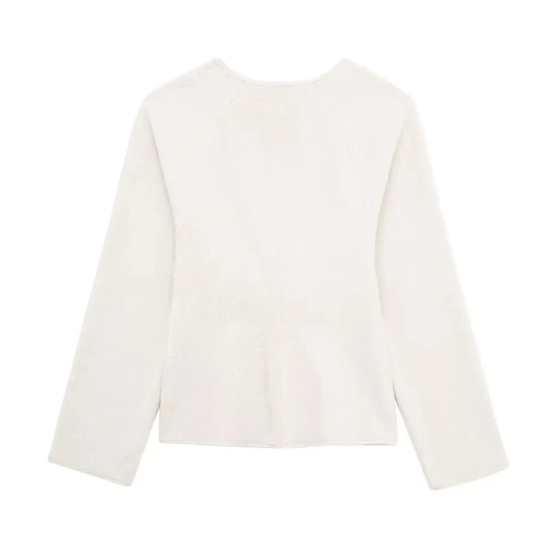 Vintage ulljacka med läderspänne för kvinnor