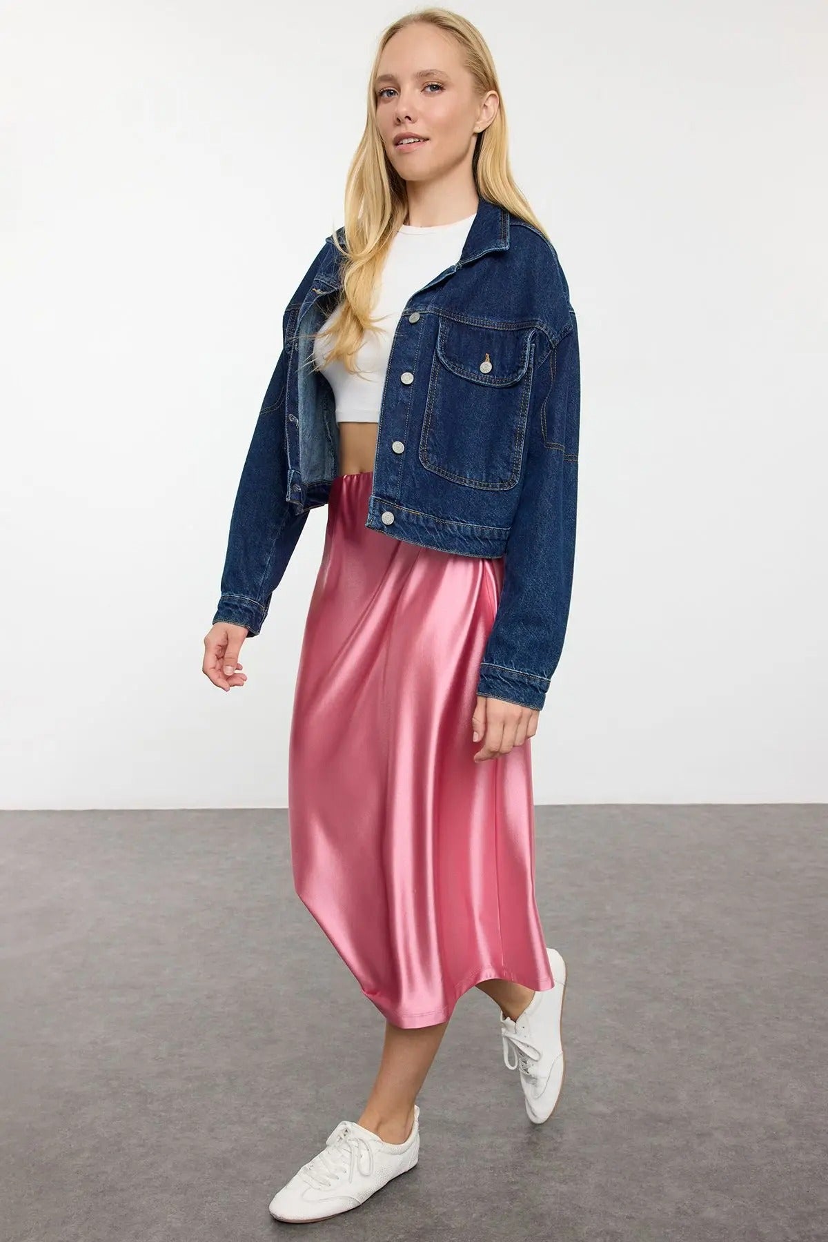 Kvinnors Casual Knit Plisserad kjol