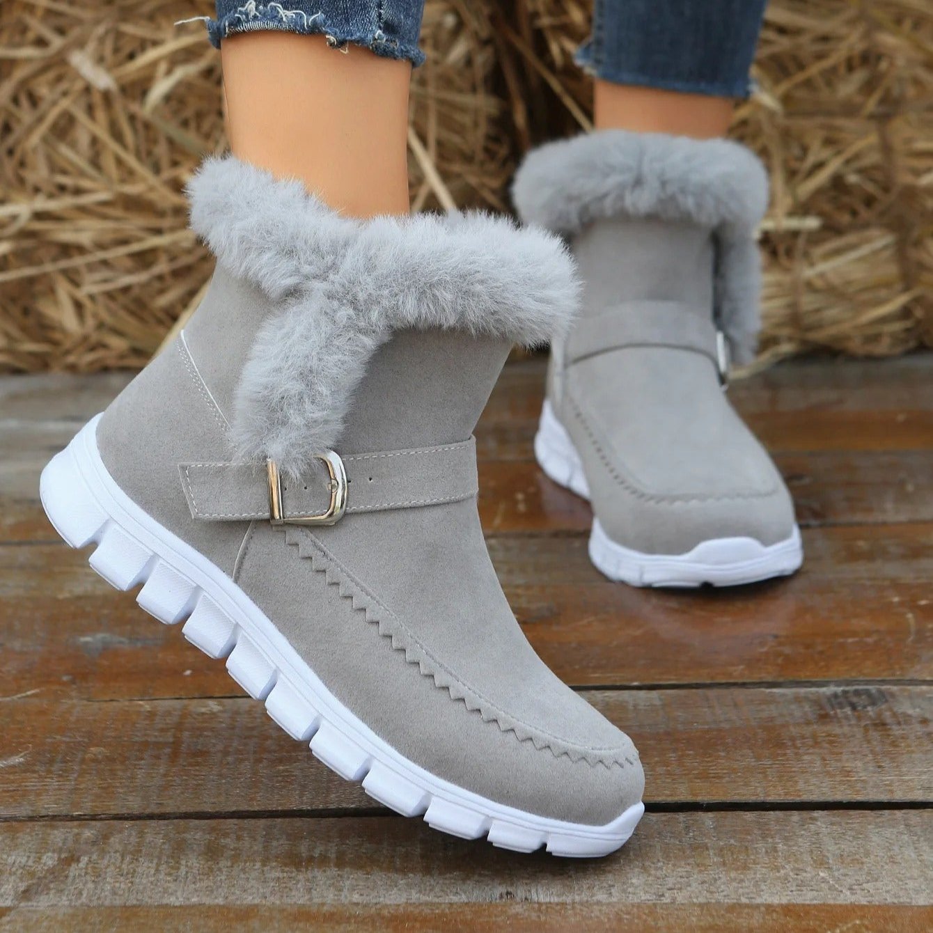 Chelsea Boots i päls för kvinnor