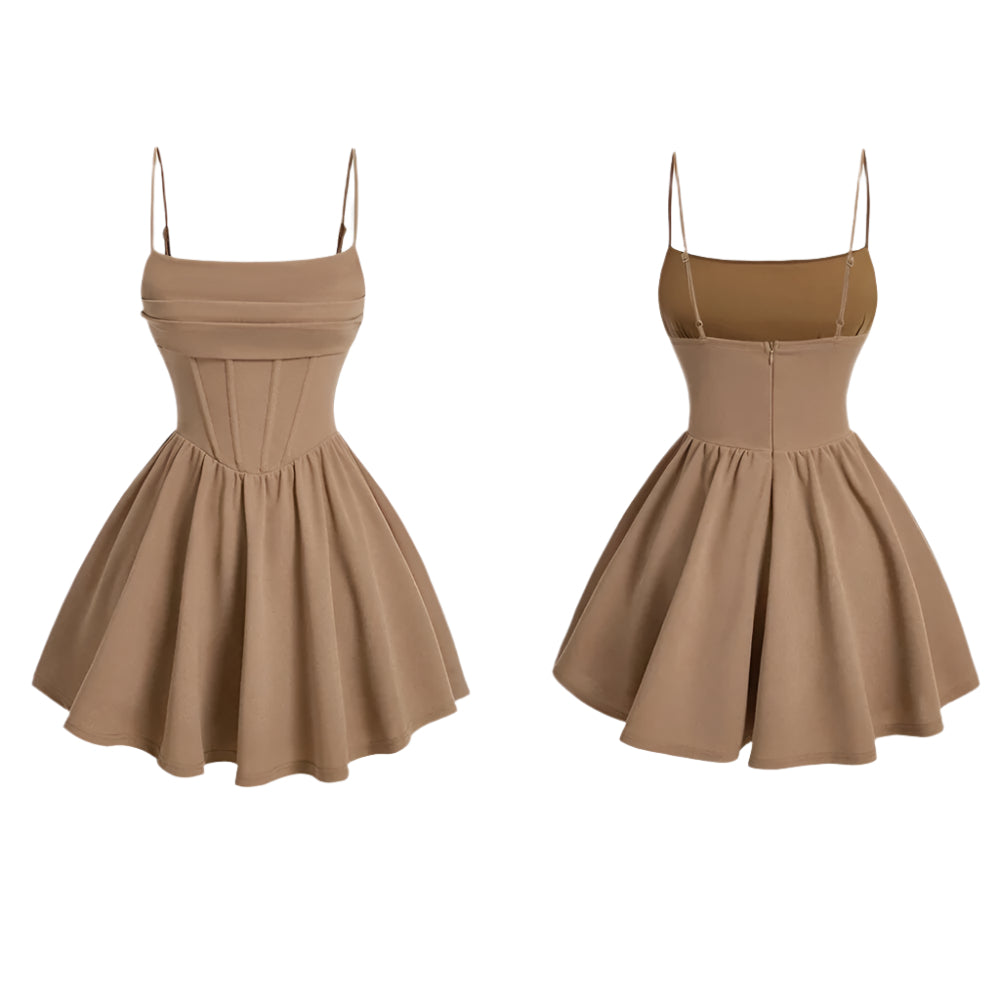 Kvinnors fyrkantig hals ärmlös A-linje miniklänning