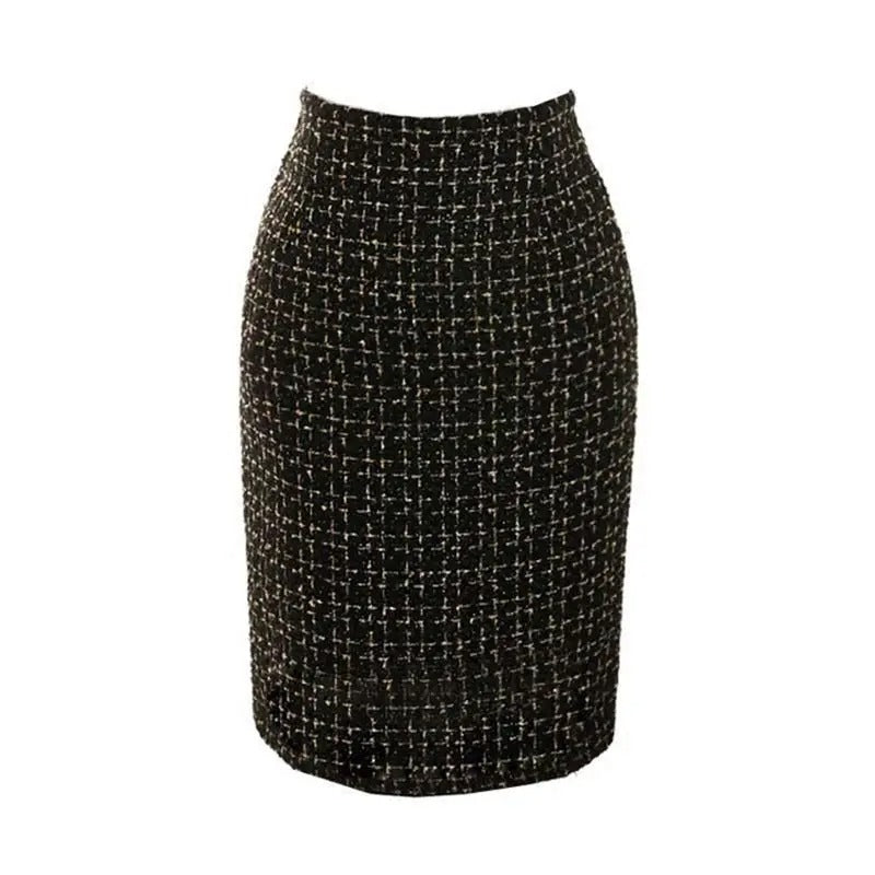 Pennkjol i rutig ull för kvinnor