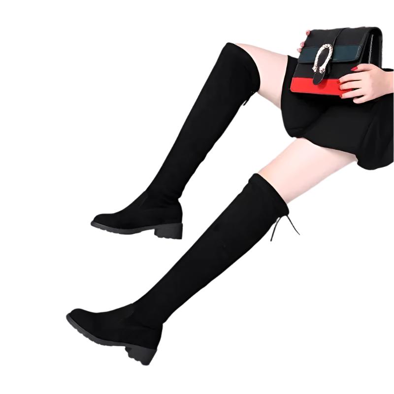 Långa mockastövlar för kvinnor