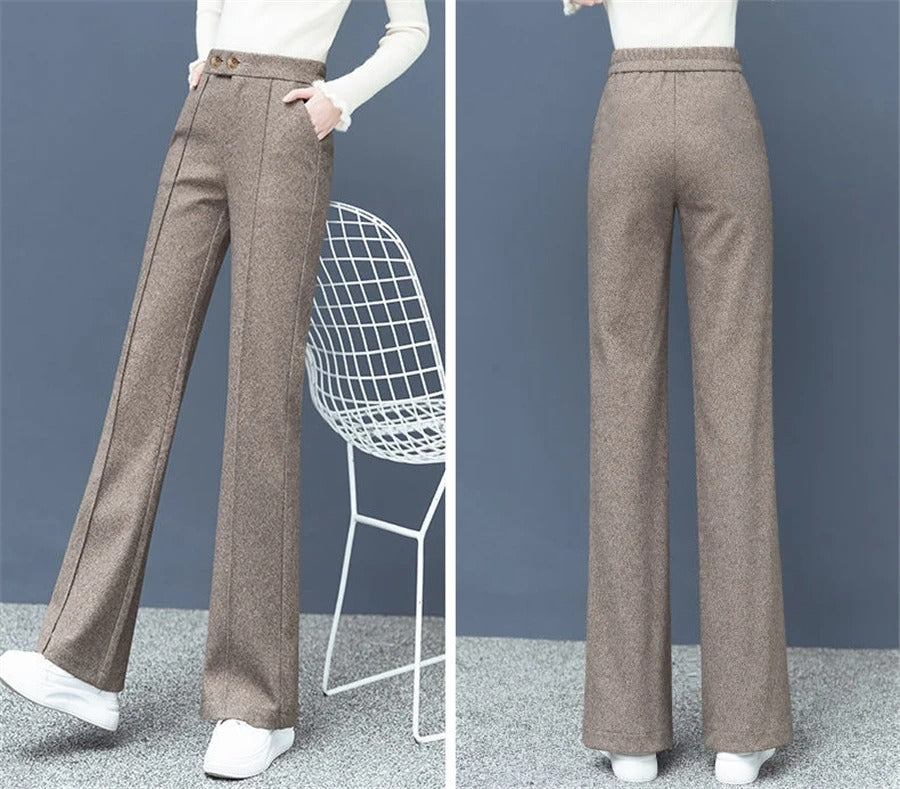 Raka byxor i ullblandning för kvinnor