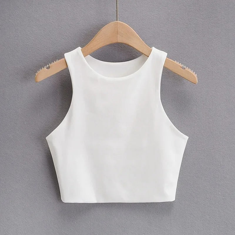 Ärmlös O-Neck Slim Fit Tank Top för kvinnor