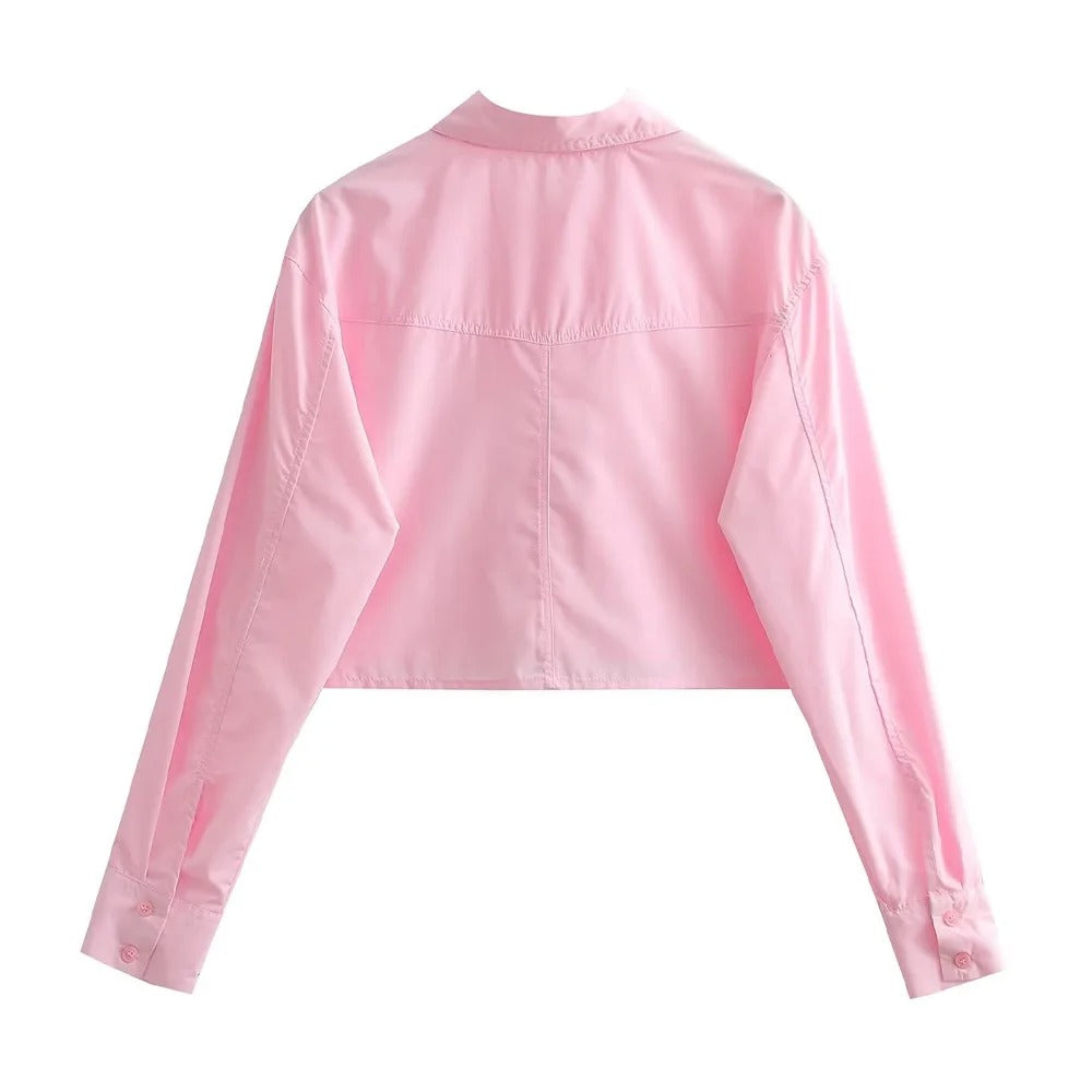 Lös beskuren poplinskjorta för kvinnor