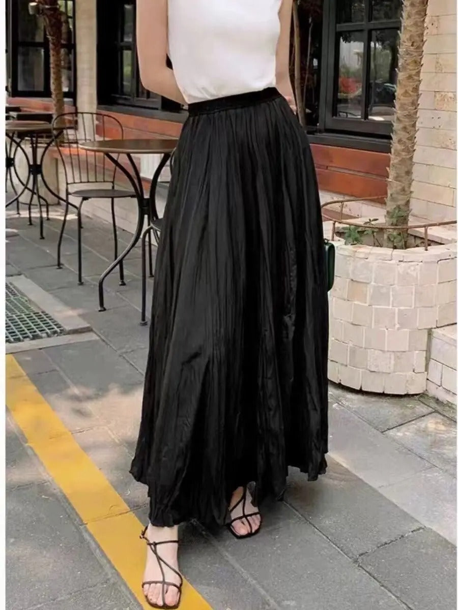 Satinveckad Maxikjol för kvinnor