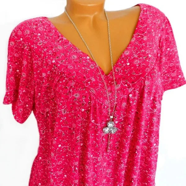 V-ringad tank med blommönster för kvinnor