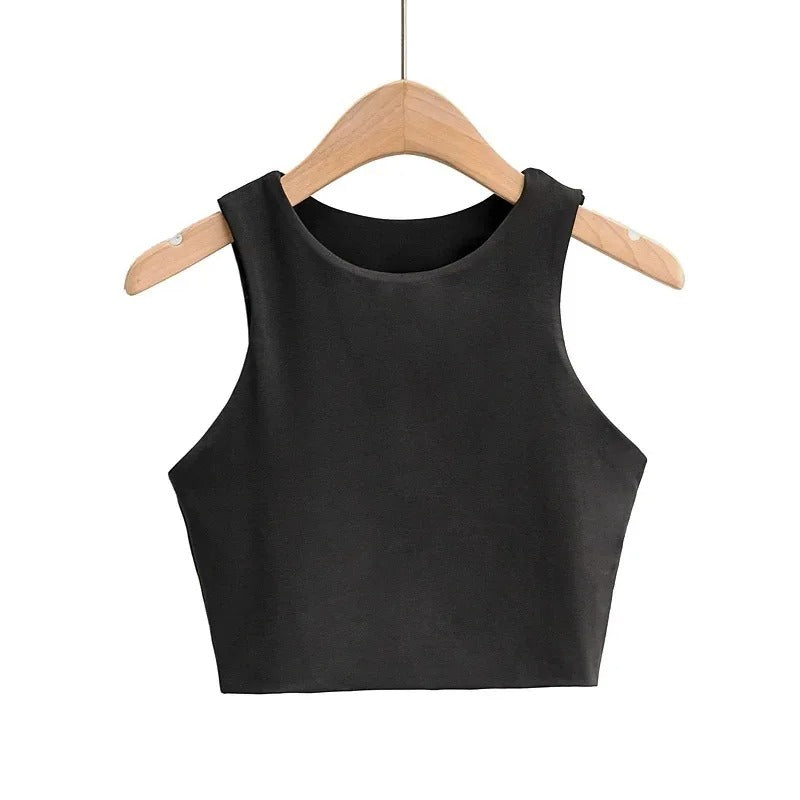 Ärmlös O-Neck Slim Fit Tank Top för kvinnor