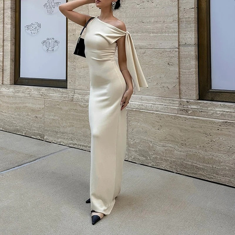 Ärmlös Slim Fit lång O-ringad klänning för kvinnor