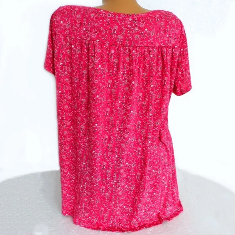 V-ringad tank med blommönster för kvinnor