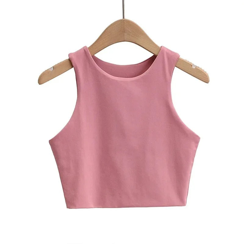 Ärmlös O-Neck Slim Fit Tank Top för kvinnor