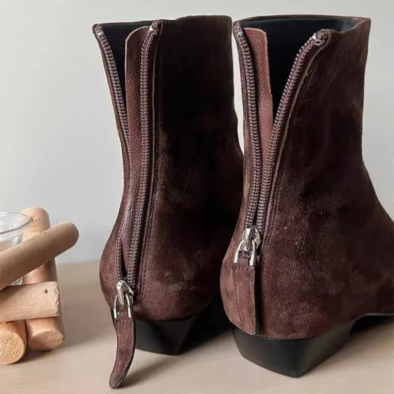 Ankelkängor i mocka för kvinnor