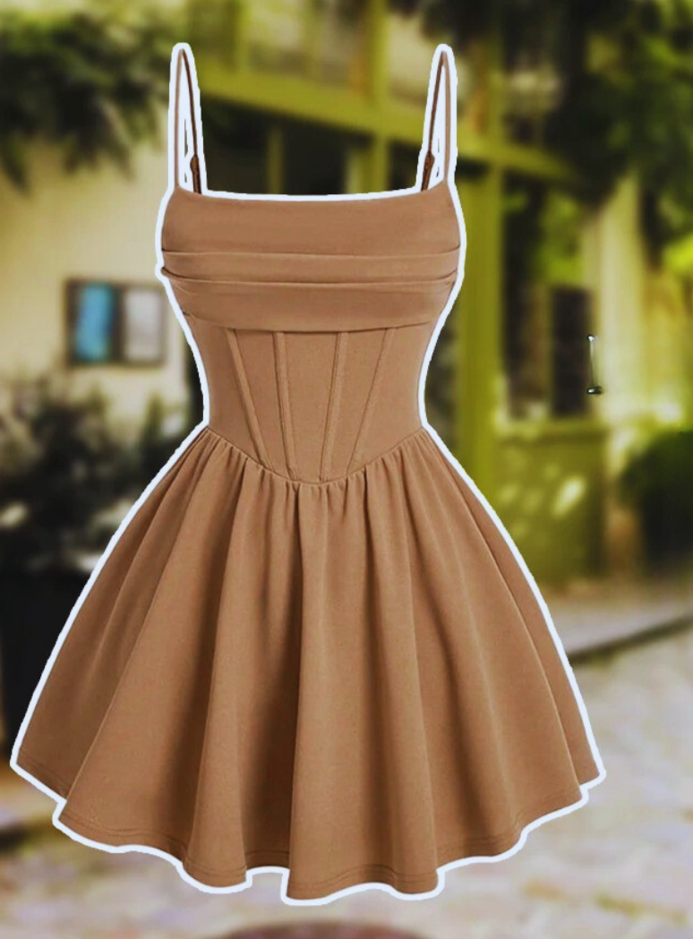 Kvinnors fyrkantig hals ärmlös A-linje miniklänning
