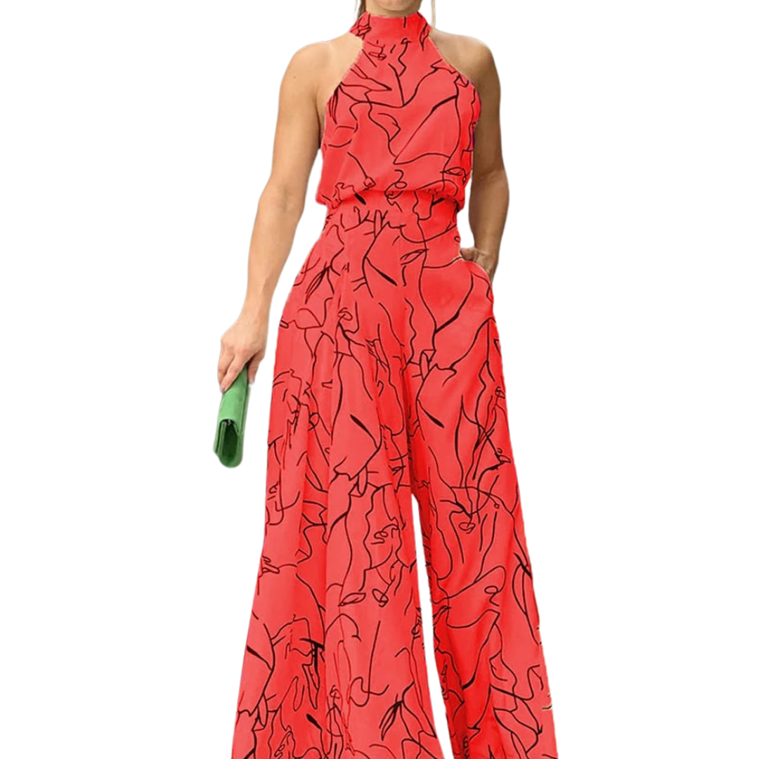 Jumpsuit för kvinnor med ärmlös halterneck