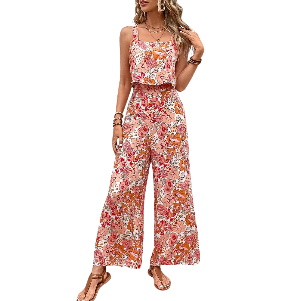 Blommigt tryck rygglösa byxor