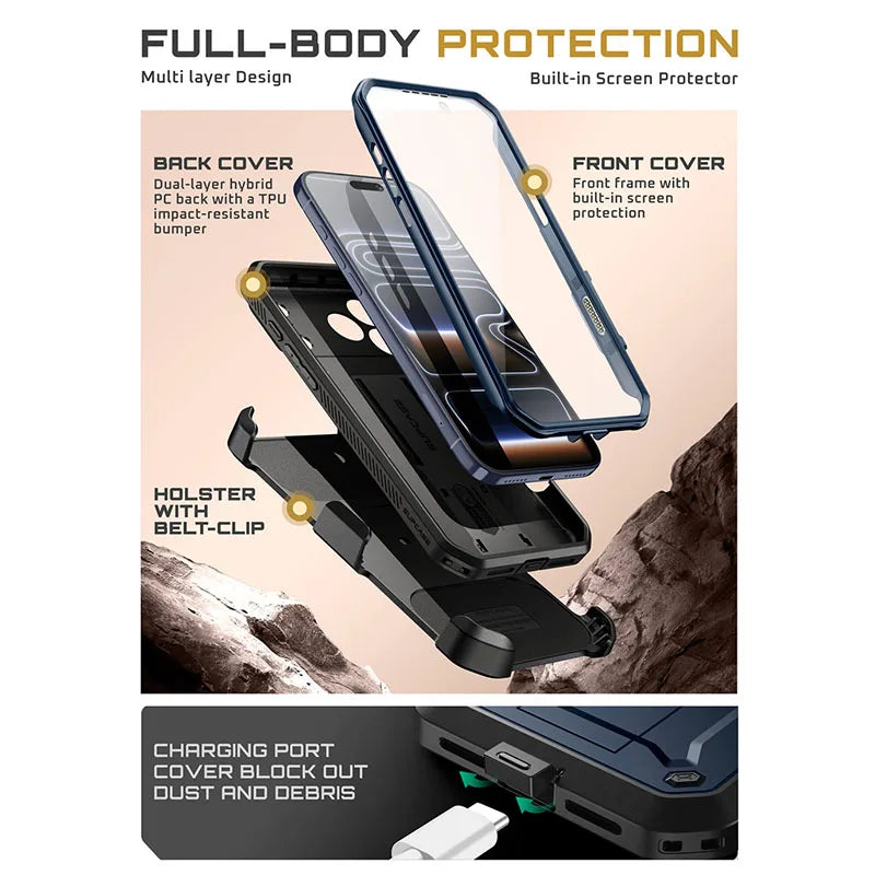 iPhone Fodral Robust Med Inbyggt Skärmskydd Och Avtagbar Bältesklämma 4