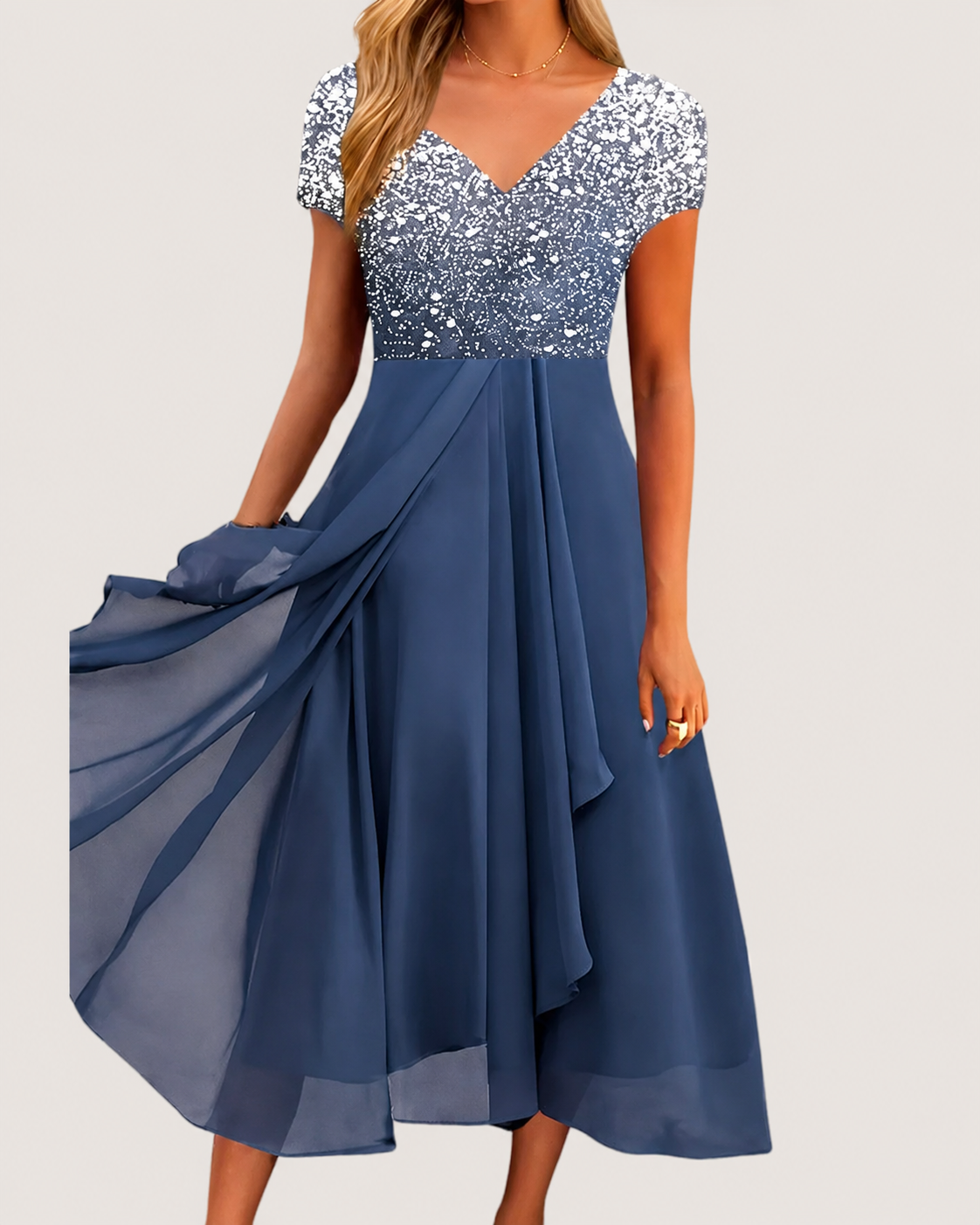 Kvinnors Midi Klänning Blommig Chiffon