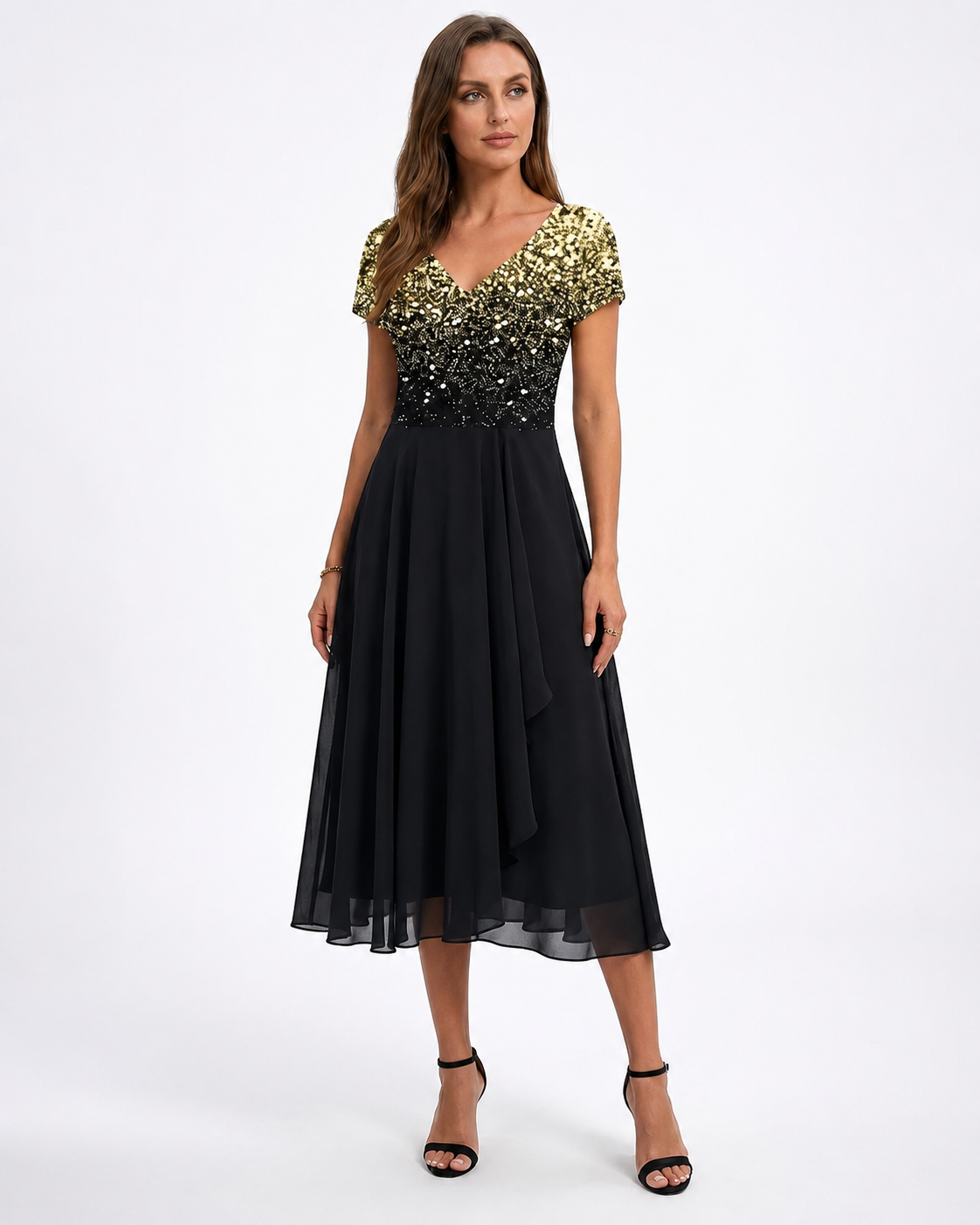 Kvinnors Midi Klänning Blommig Chiffon