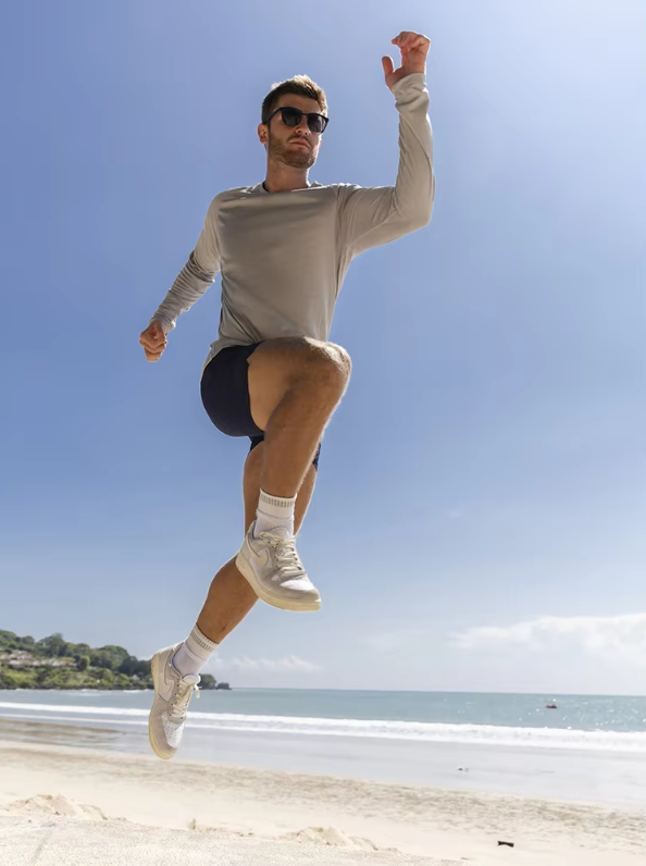 Långärmad bomulls-T-shirt för män