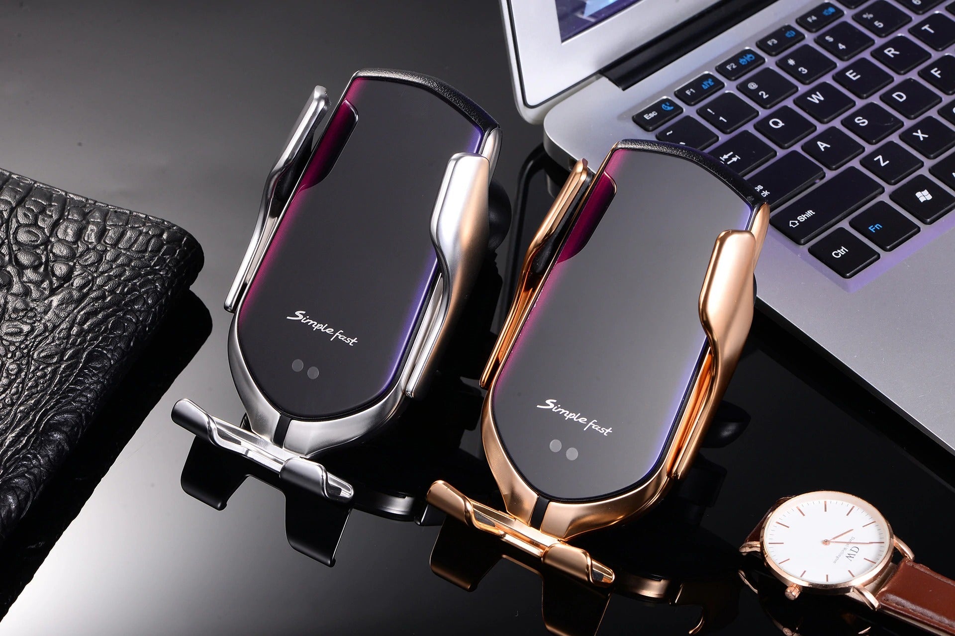 PREMIUM - Automatisk fastspänning av telefonhållare | Trådlös laddare