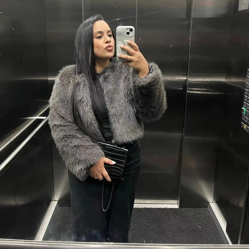 Vintage pälsjacka för kvinnor