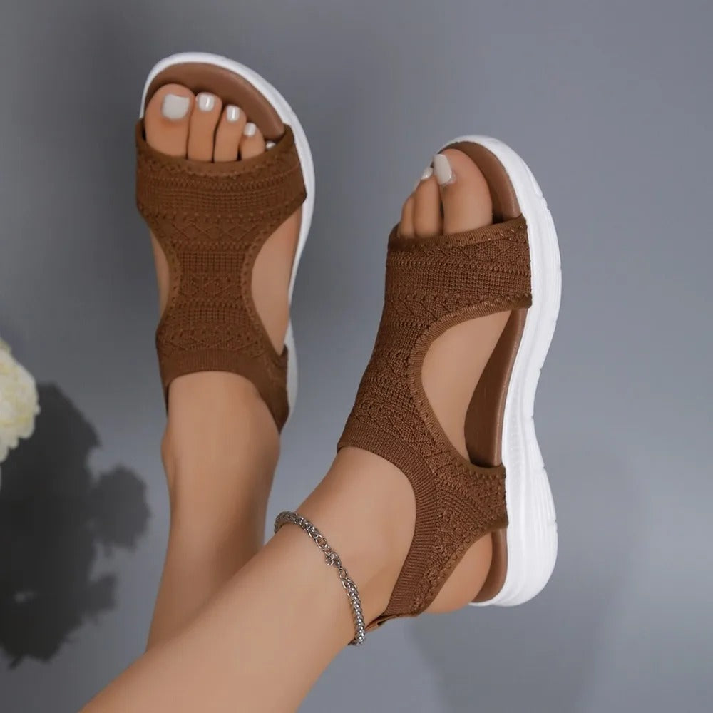 Wedge-sandaler med plattform i mesh för kvinnor