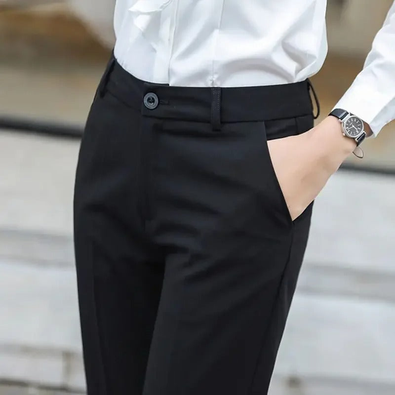 Slimmade byxor med hög midja för kvinnor