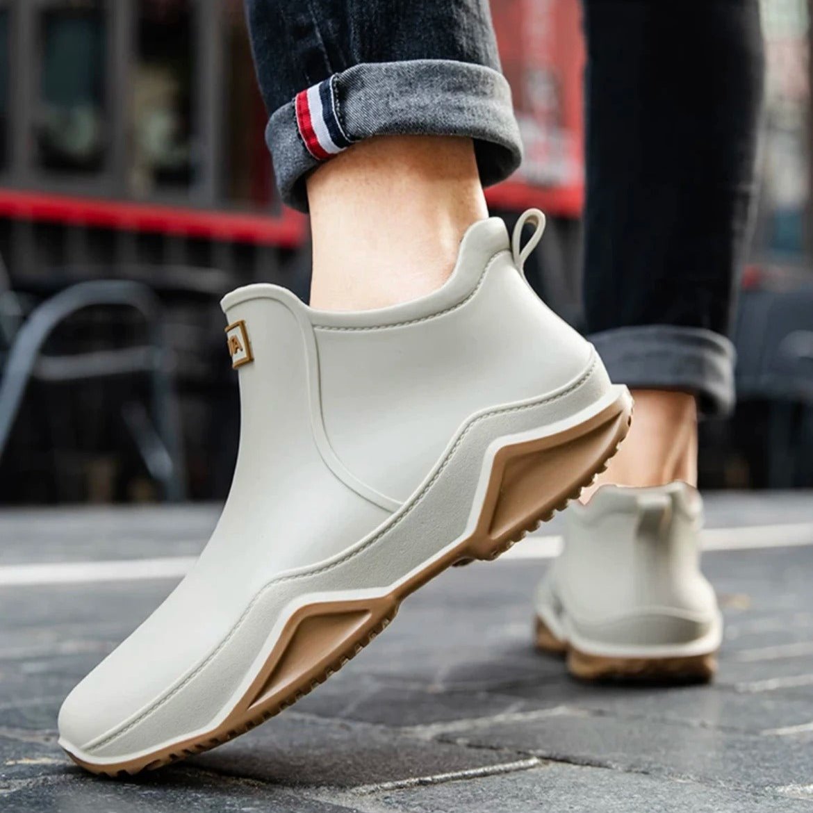 Regnsäkra halkfria ankelkängor av gummi