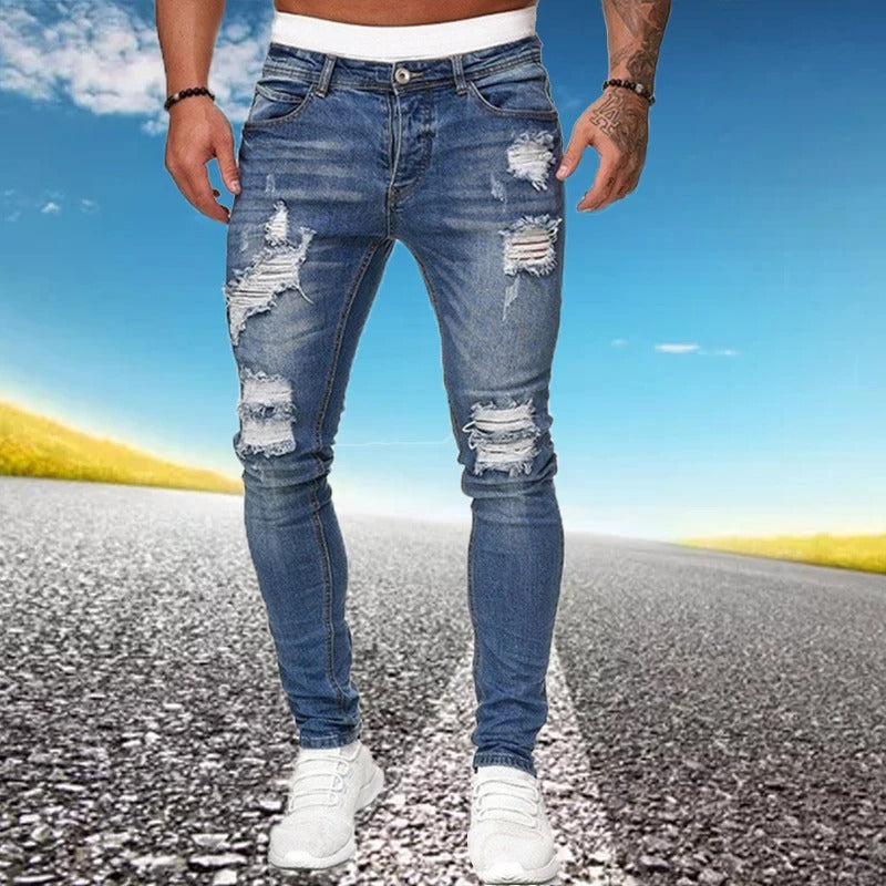 Rippade skinny jeans för män
