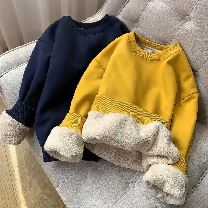 Fleecefodrad sweatshirt med rund hals för kvinnor