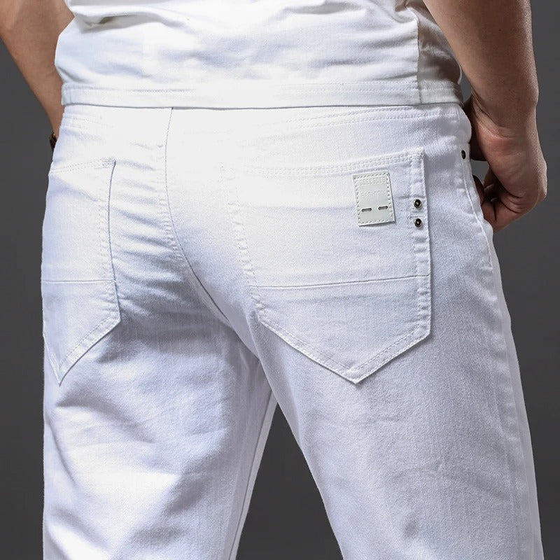 Klassiska vita Slim Fit-jeans för män