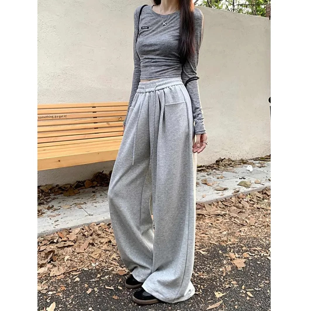 Casual byxor med vida ben för kvinnor