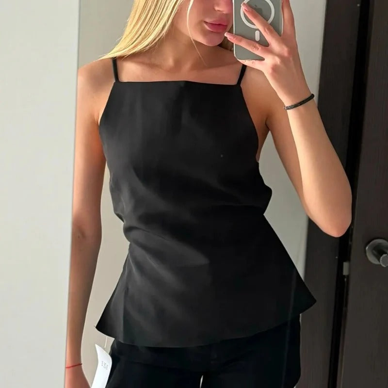 Damtopp med fyrkantig hals utan rygg