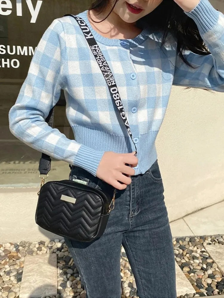 Broderad fyrkantig axelväska för kvinnor